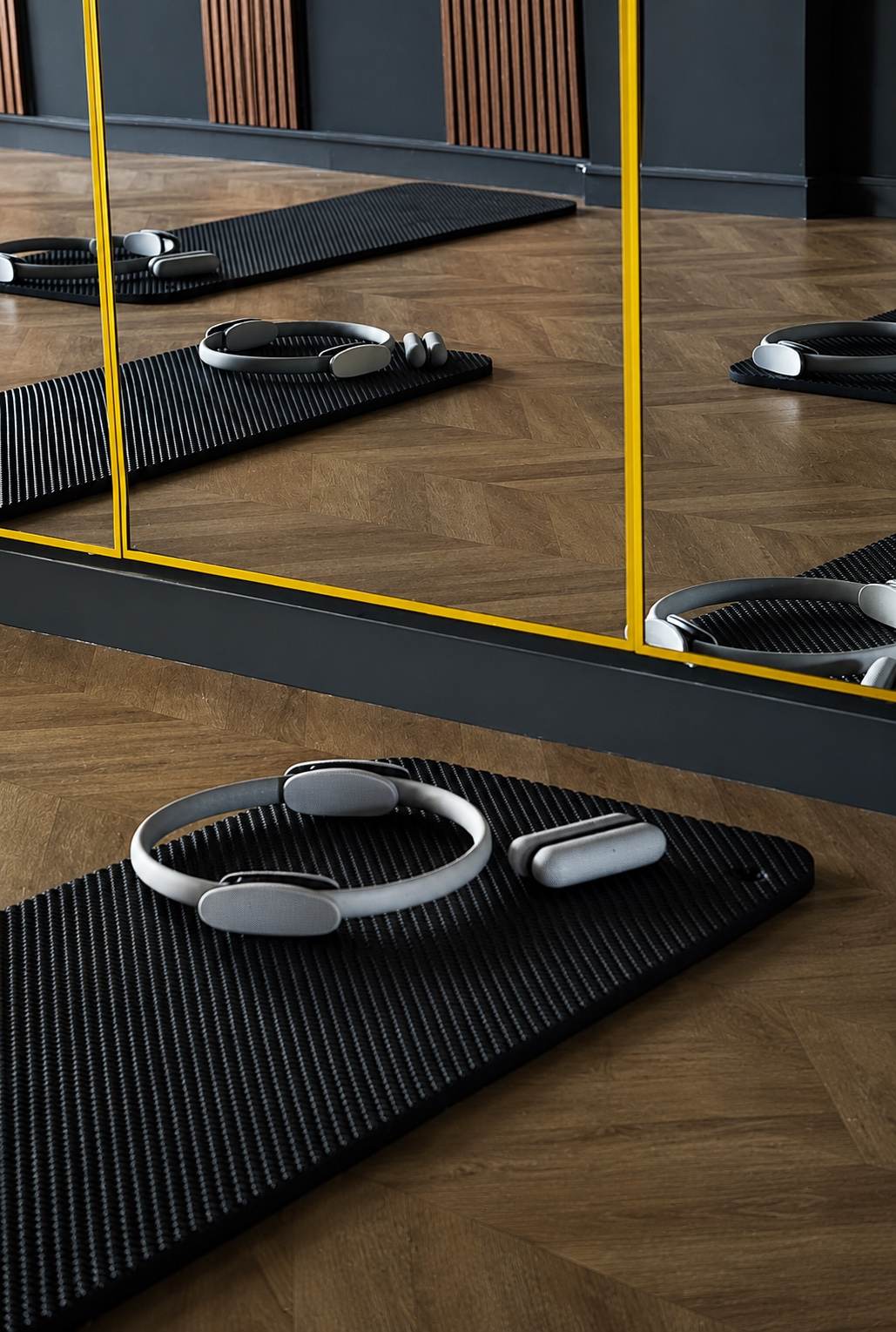 Mat and Pilates ring set out for a Mat class